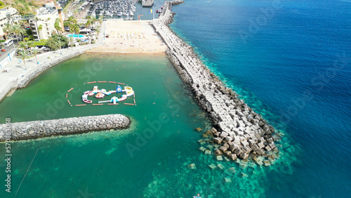 Aerial view of Calheta Beach in Madeira