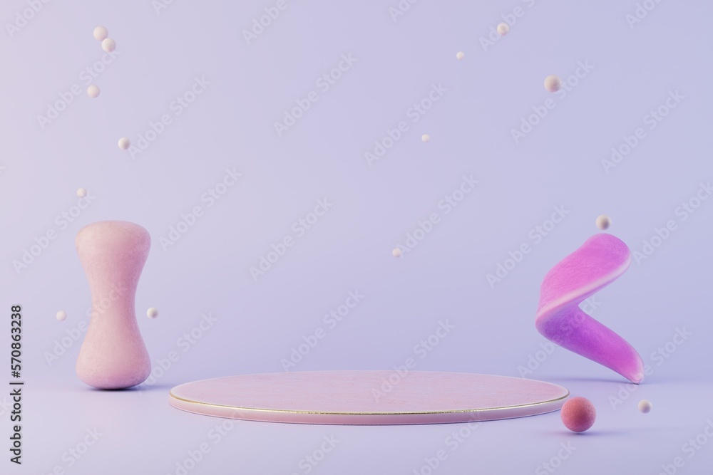 a round podium for placing goods or text on a pastel background. copy paste, copy space. 3D render