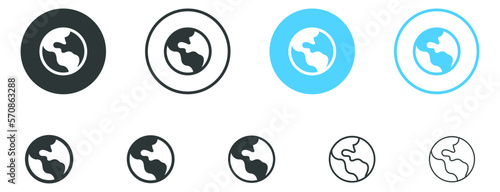 Canvas-taulu planet earth icon, world web icon, www globe sign button, public icon - website