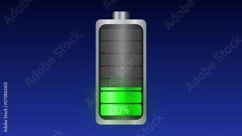 3d render of a battery charge animation