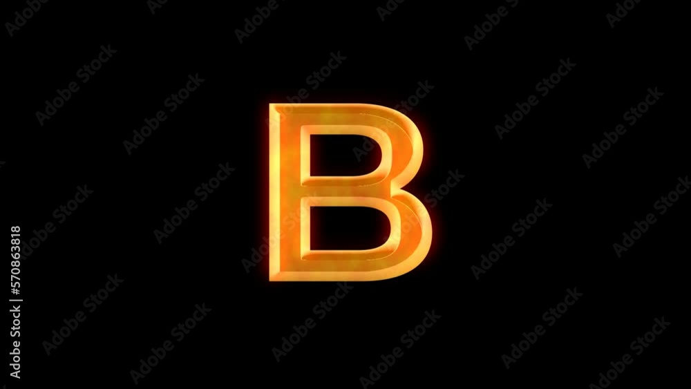 Vidéo Stock Letter B animation on transparent background with golden ...
