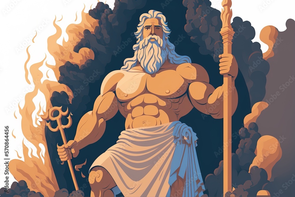 Zeus, the most important deity in Greek mythology, is shown here as a