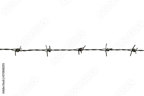 Fototapete barbed wire isolated on white