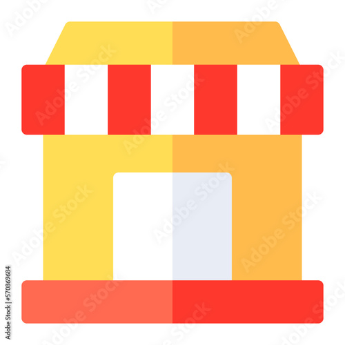 Shopping store in flat icon. Shop, market, commerce, retail, grocery