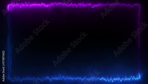 Abstract animated light Neon effect rectangle frame Loop background for presentation