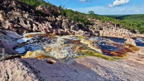 Roncador waterfall in the Pantanal Marimbus in Andarai, Chapada Diamantina in Bahia, Brazil photo