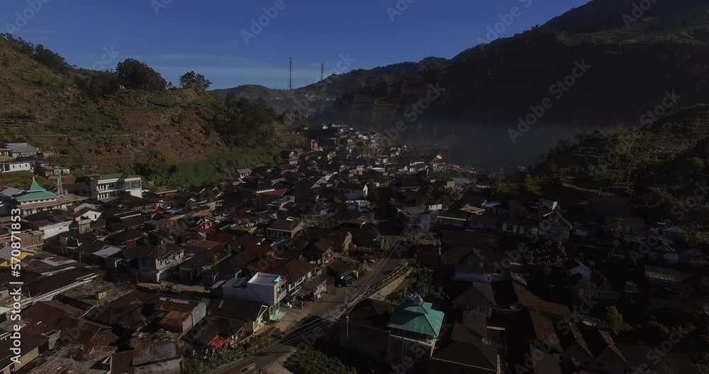 Village above the cloud, Aerial Village Dieng Plateau Village above the cloud, Aerial Village Dieng Plateau