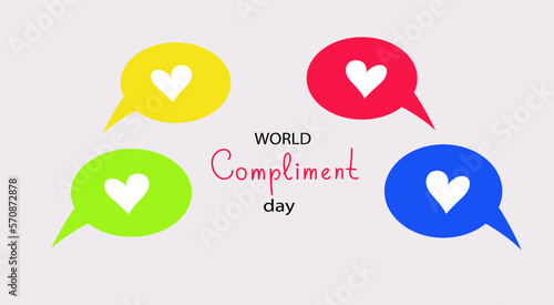People exchange positive emotions and messages, compliment day, celebrating Valentine's day poster modern flat vector illustration