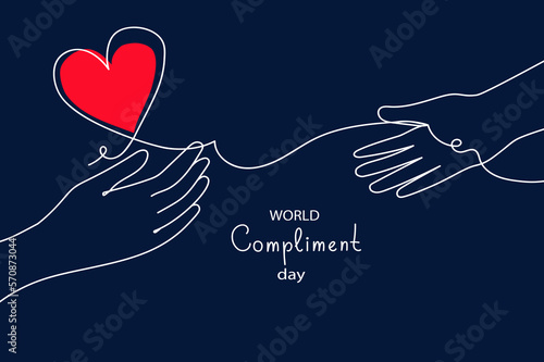 People exchange positive emotions and messages, compliment day, celebrating Valentine's day poster modern flat vector illustration photo