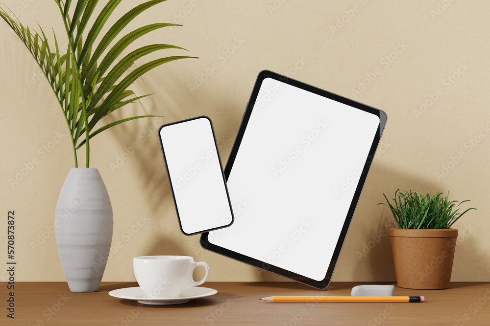 Fototapeta premium mobile,tablet,website homepage mockup,3d rendering