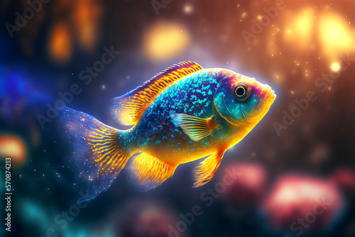 colorful tropical fish  underwater blured background