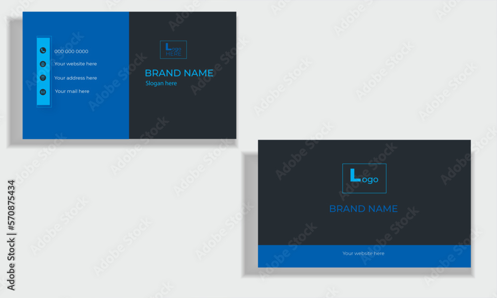 Professional Creative Unique Digital Simple Business Card Black And Blue Color With Beautiful Mockup