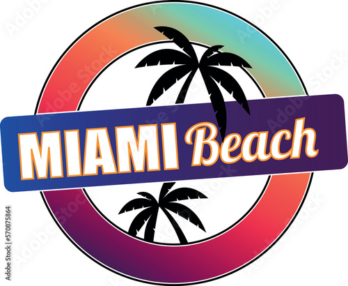Miami Beach Palms at Sunset - Illustration