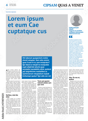 Paper newspaper design template with article, news and blue headline