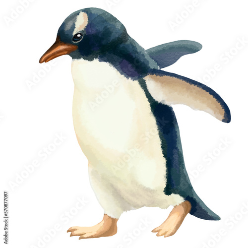Illustration of funny penguins isolated on white background. High quality illustration