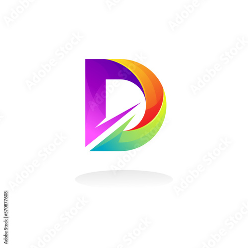 Letter D logo design modern, D and arrow icon template