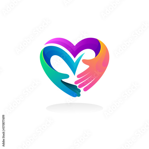 Charity logo with love design community, love care