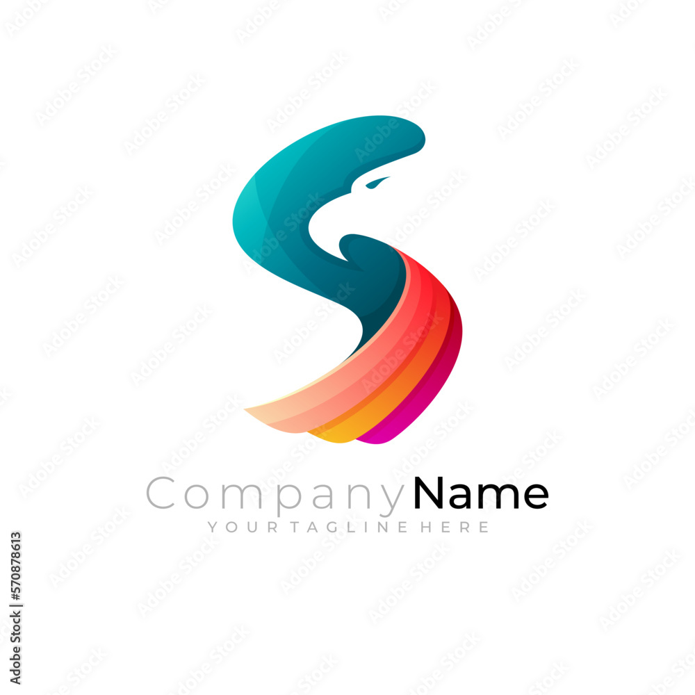 Eagle logo and Letter S design combination, animal icons Eagle logo and Letter S design combination, animal icons