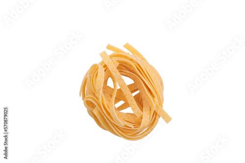 Italian fettuccine pasta in the form of a nest.