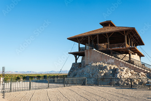 Watch tower on the grounds of  Yuma territorial prison, Arizona state historic park, USA photo
