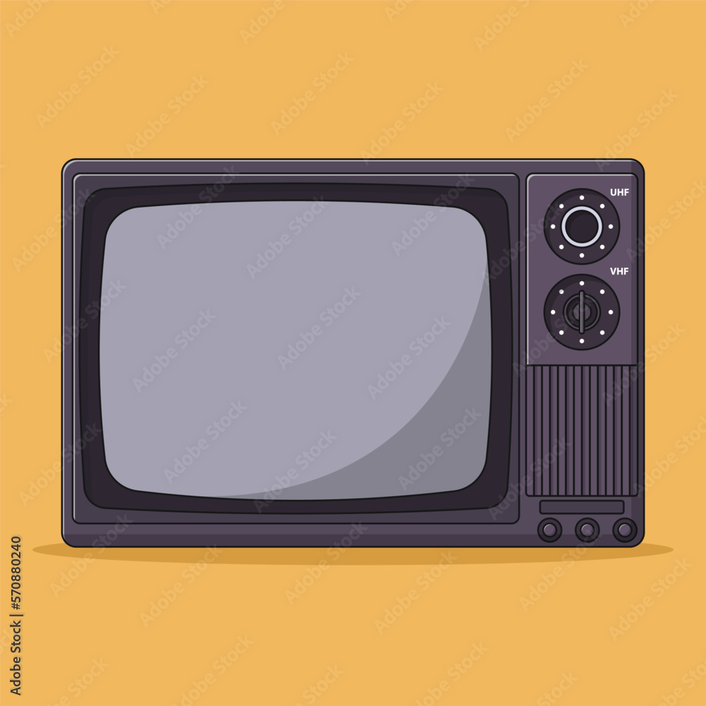 Retro TV Vector Icon Illustration with Outline for Design Element, Clip Art, Web, Landing page, Sticker, Banner. Flat Cartoon Style Retro TV Vector Icon Illustration with Outline for Design Element, Clip Art, Web, Landing page, Sticker, Banner. Flat Cartoon Style