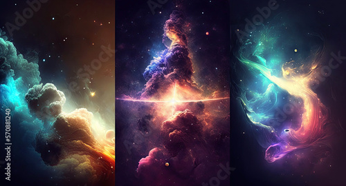 background of other space sky with stars, constellations, galaxies and nebulae. Generative AI