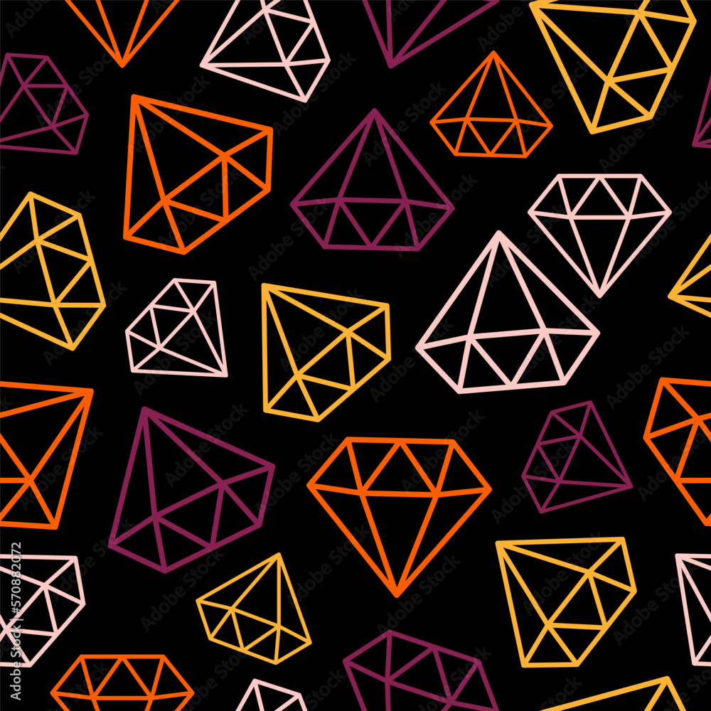 Black seamless pattern with colorful diamonds Black seamless pattern with colorful diamonds