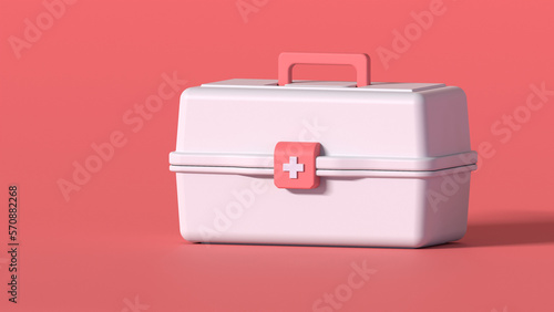 3D illustration first aid kit on a pink background