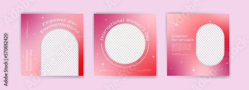 Vector set of social media post templates for international women's day. Collection of banners for women's solidarity and freedom. Social media design.