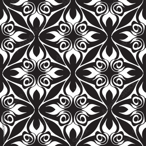 Stylish vintage atmosphere with our ornamental leaf damask wallpaper. This retro pattern features intricate swirls, scrolls, and borders in monochrome shades