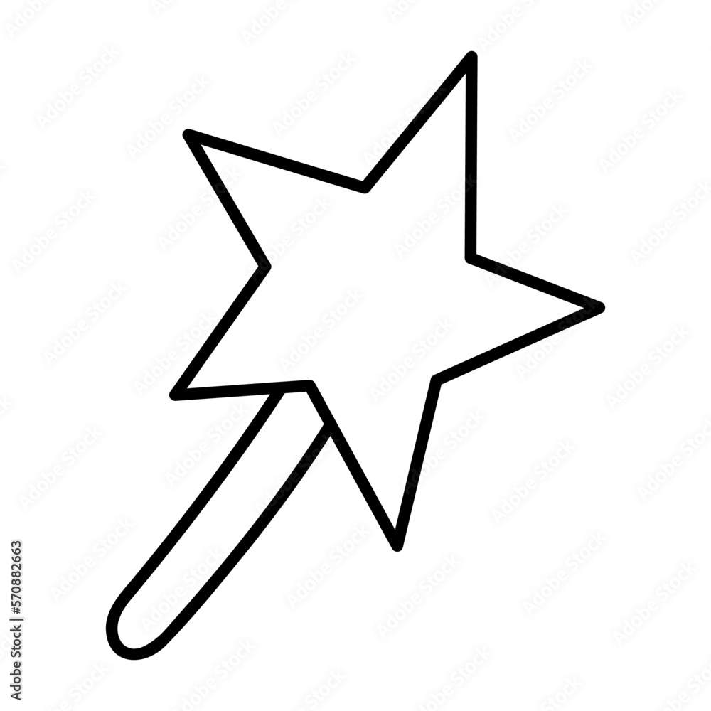 Cute doodle magic wand from the collection of girly stickers. Cartoon vector white and black illustration. Cute doodle magic wand from the collection of girly stickers. Cartoon vector white and black illustration.