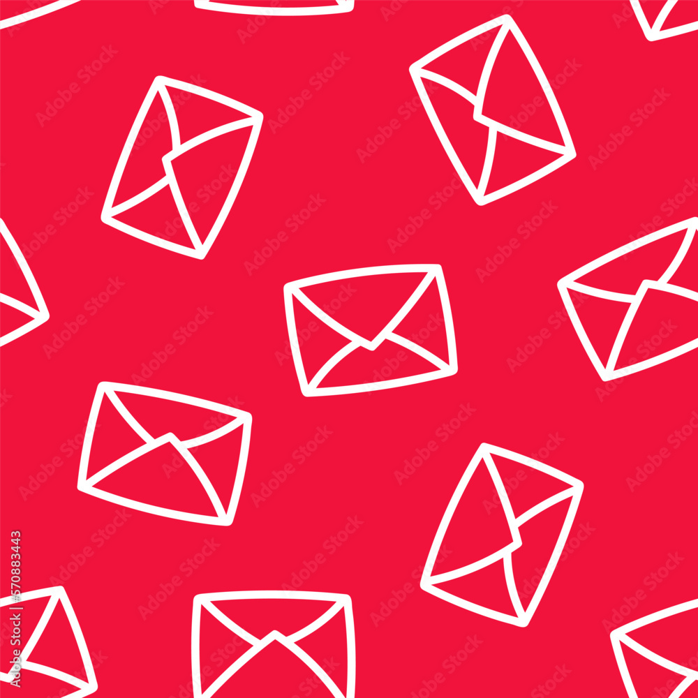 Red seamless pattern with outline envelope. Red seamless pattern with outline envelope.