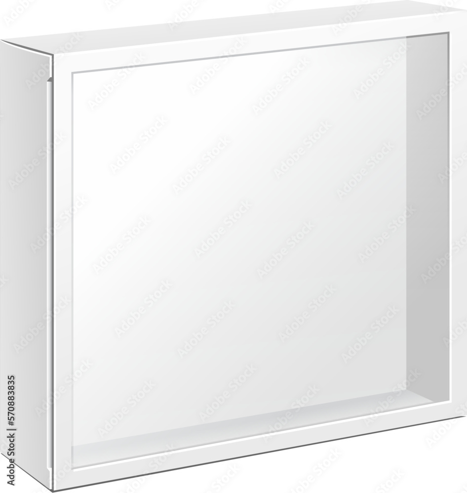 Mockup Product Cardboard Plastic Package Box With Window. Illustration Isolated On White Background. Mock Up Template Ready For Design. Vector EPS10 Mockup Product Cardboard Plastic Package Box With Window. Illustration Isolated On White Background. Mock Up Template Ready For Design. Vector EPS10