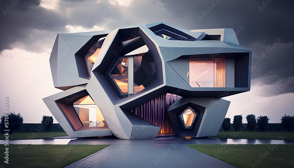 modern house design in futuristic theme, Generative Ai Stock ...