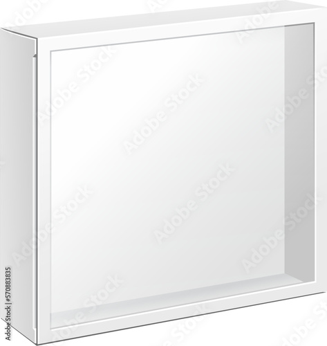Mockup Product Cardboard Plastic Package Box With Window. Illustration Isolated On White Background. Mock Up Template Ready For Design. Vector EPS10