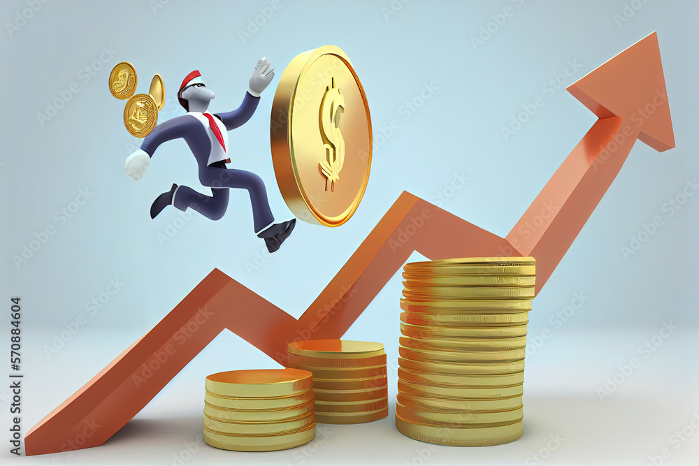 A Vibrant 3D Illustration of a Man Chasing to Grab Business Target, Cartoon creative design icon isolated on white background. 3D Rendering, Generative AI A Vibrant 3D Illustration of a Man Chasing to Grab Business Target, Cartoon creative design icon isolated on white background. 3D Rendering, Generative AI