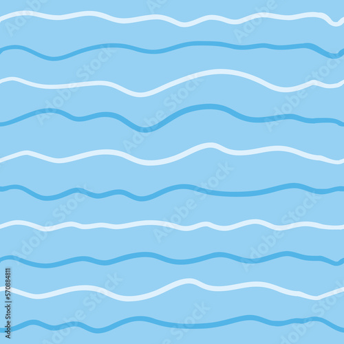 Wave line seamless pattern. Vector illustration on blue background. © AndrewGolenok
