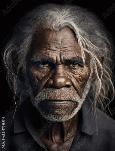 Aboriginal Australian Portrait-Tribal Man Portrait-Generative AI © simon