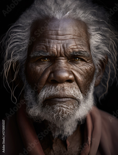 Aboriginal Australian Portrait-Tribal Man Portrait-Generative AI © simon