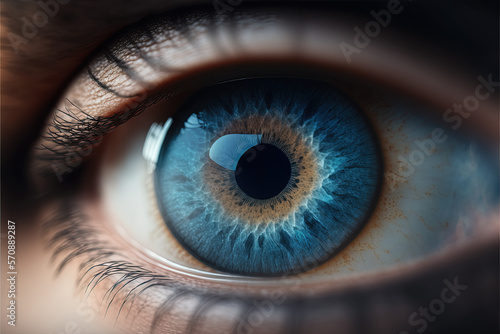 Human blue eye realistic beautiful closeup, Generative AI