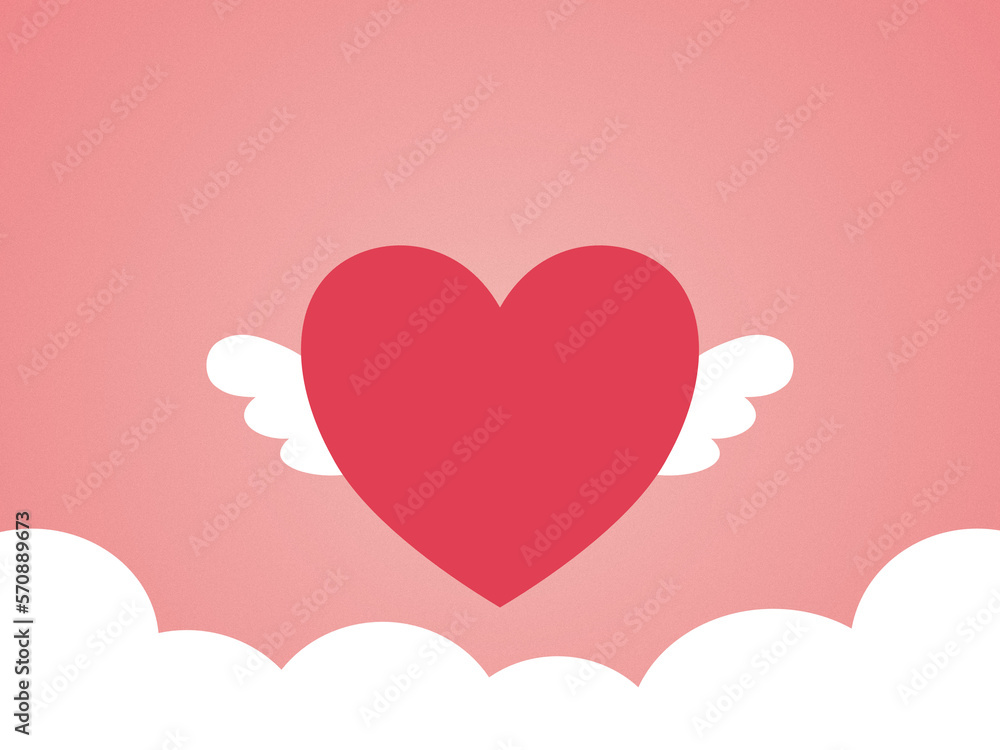 valentine background with heart and wings