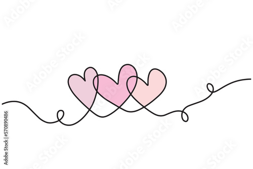 Hearts Family Group Continuous Line Art Drawing.A metaphor for the idea of family love. Happy Family Abstract Symbol for Minimalist Trendy Contemporary Design.