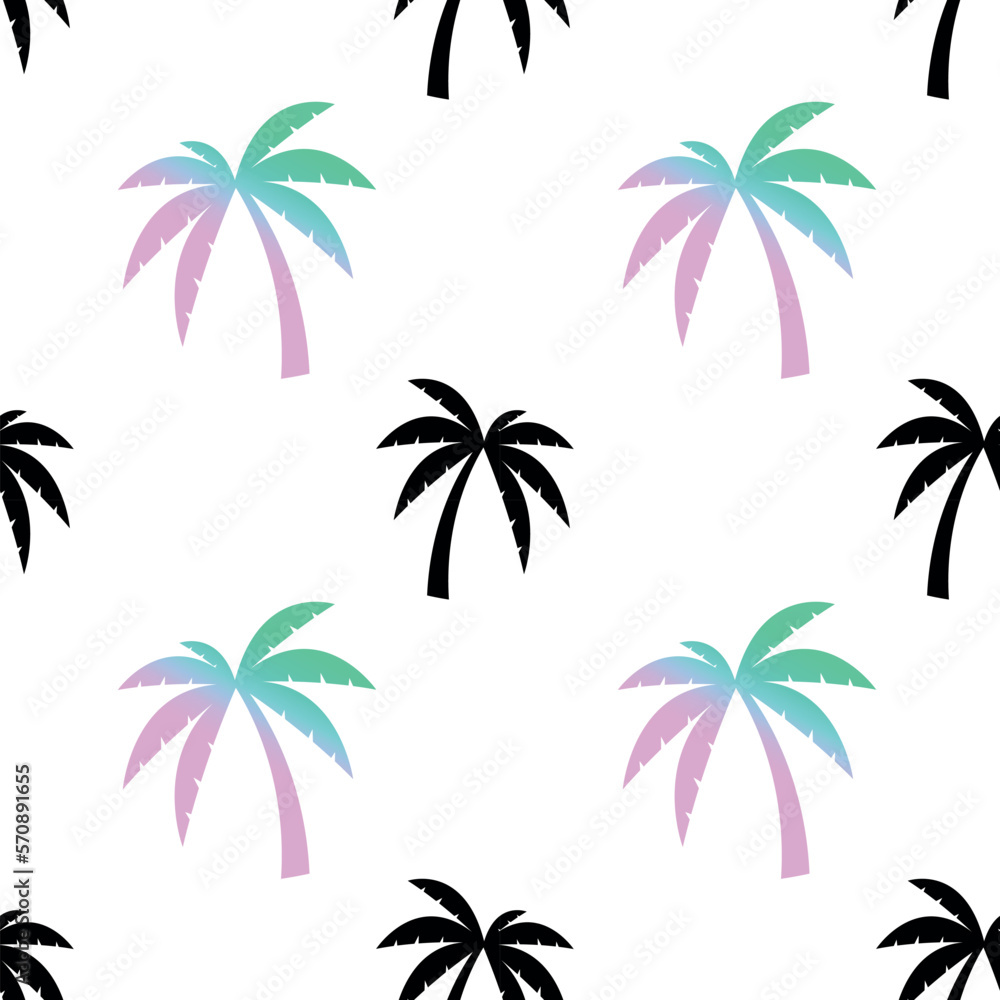 Miami Cute Palms Seamless Pattern