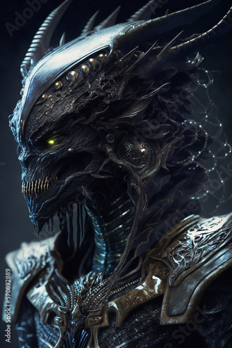 Portrait of alien warrior for gaming. generative AI photo