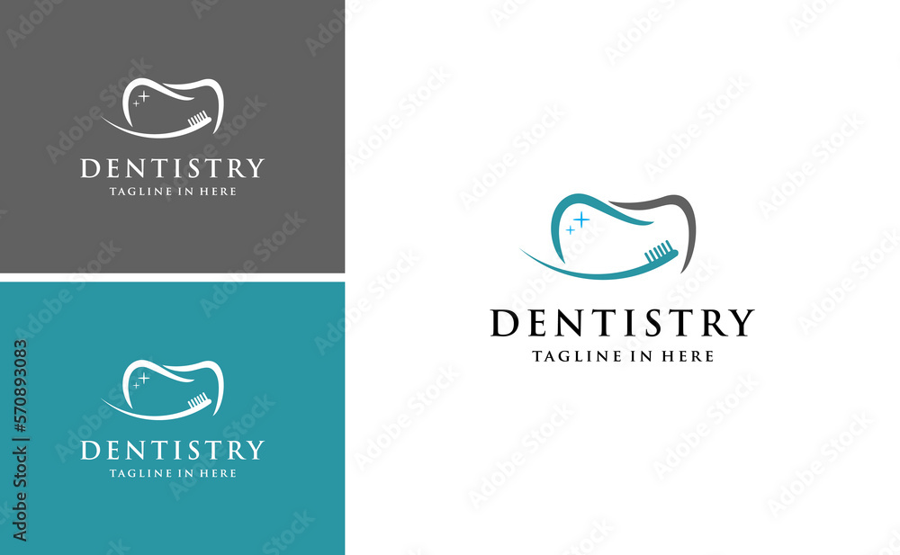 orthodontic dental logo tooth brush vector template
