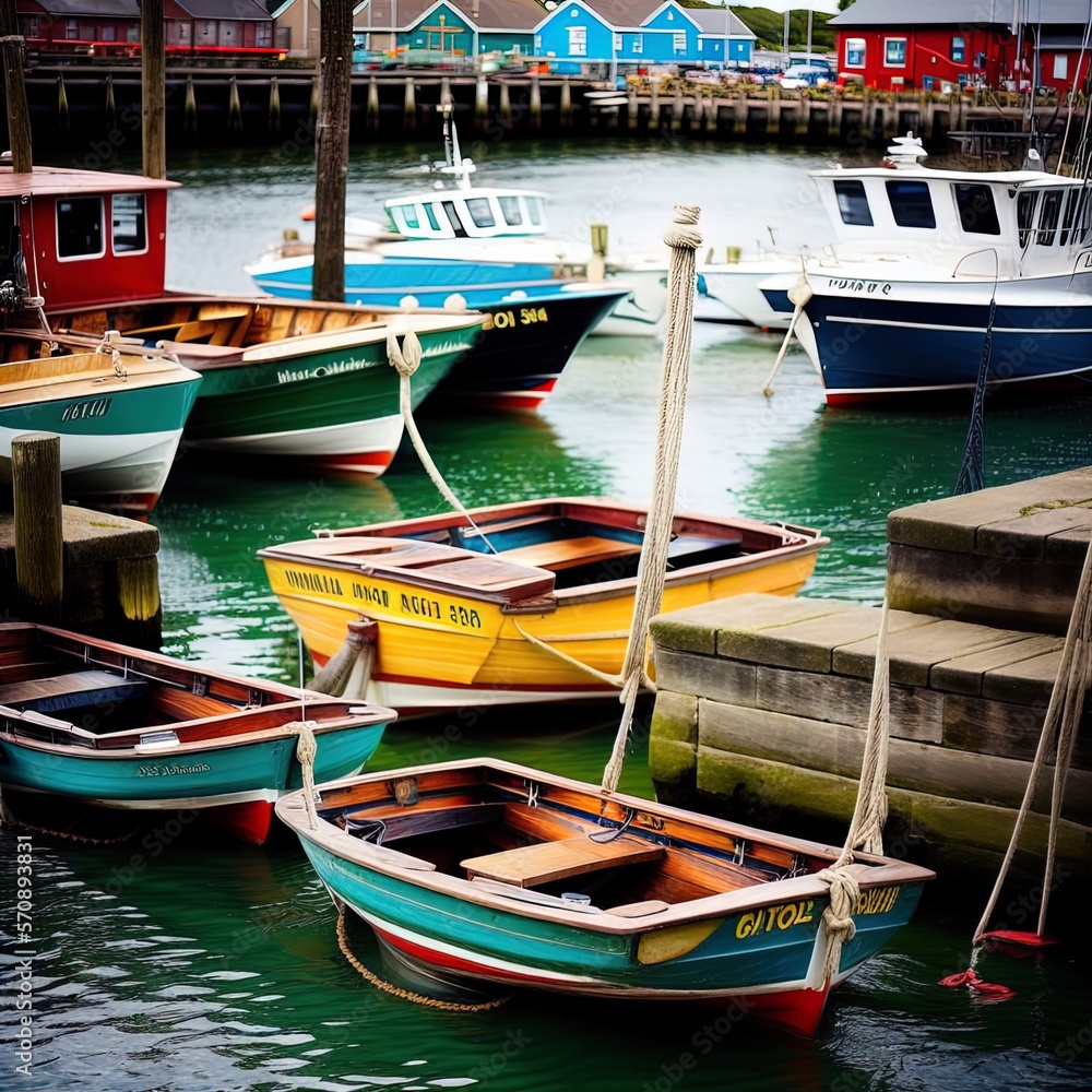A wharf full of boats.
