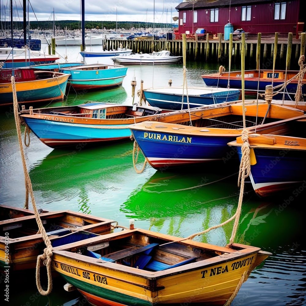 Obraz premium A wharf full of boats.