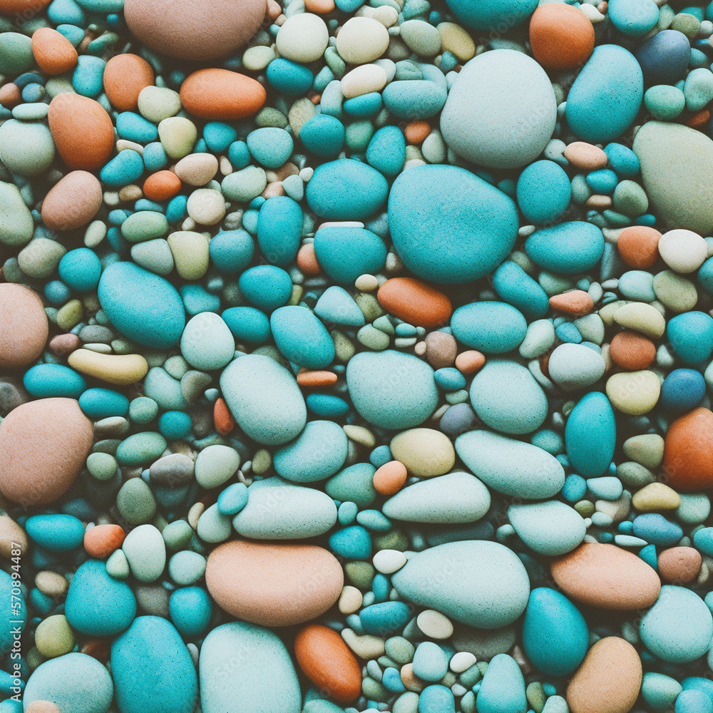 Abstract nature pebbles background. Blue pebbles texture. Stone background. Blue vintage color. Sea pebble beach. Beautiful nature. Turquoise color