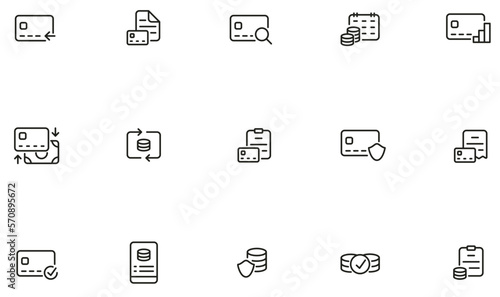 Vector Set of Linear Icons Related to Payment, Budget Balance and Finance Management. Mono Line Pictograms and Infographics Design Elements - part 3
