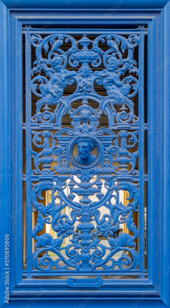 Blue window grille